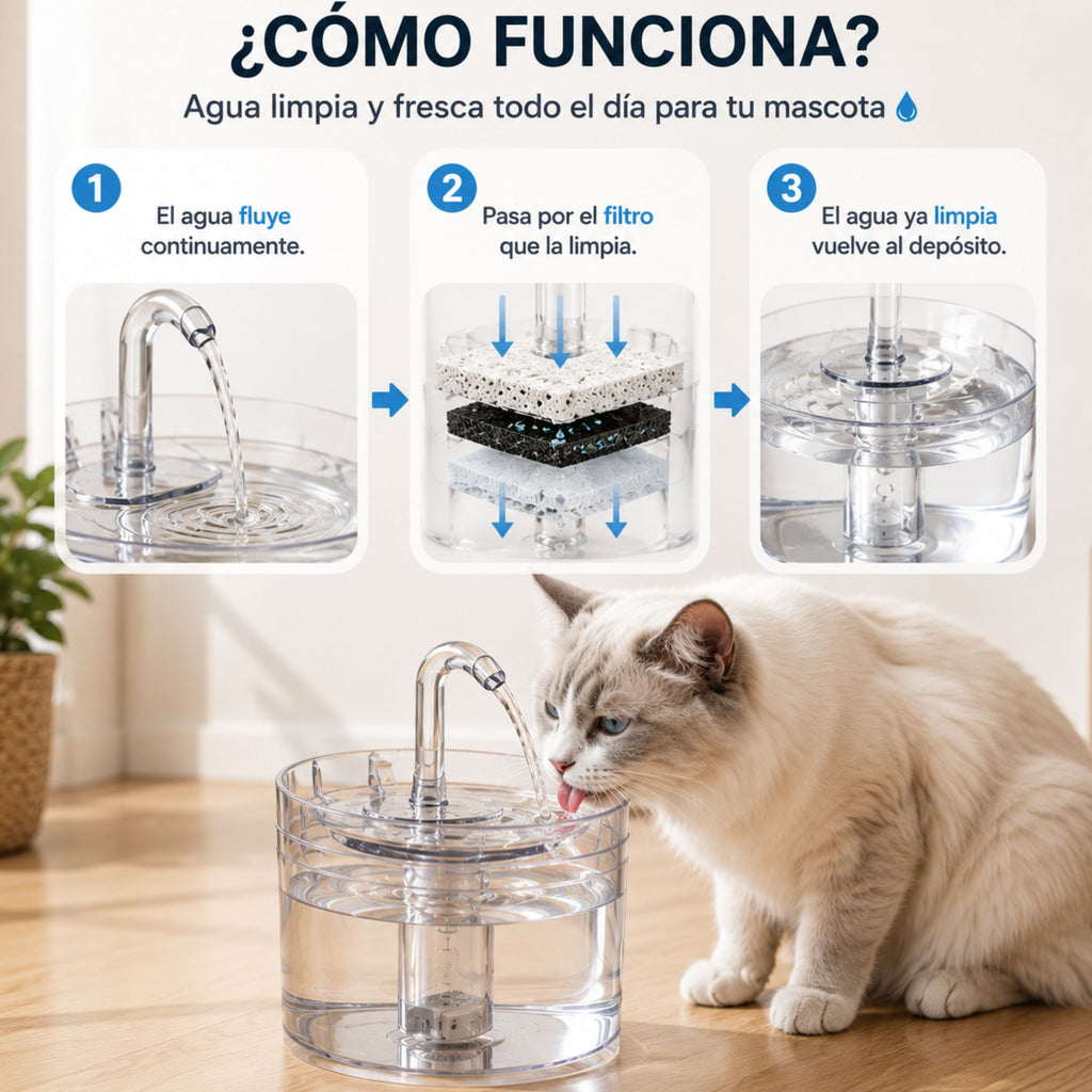Bebedero Fuente Agua Automático Gatos