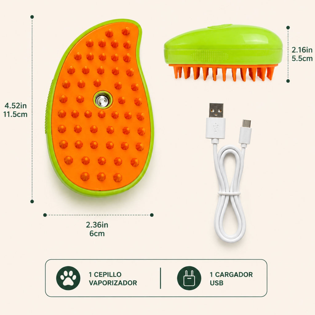 Cepillo a vapor para mascotas 3 en 1